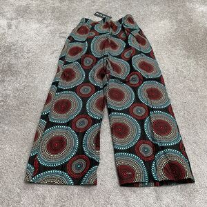 Look At Me Wide Leg Pallazzo Pants Womens One Size Multicolor Abstract 28x25 NWT